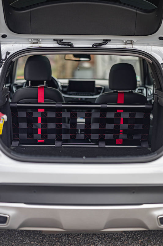 Clubsport-Set für Kia XCeed (CD) 2019-: Doppelstrebe und passendes Clubsport-Netz – Leichtbau, hochwertige Materialien, optimal für Rücksitzbankausbau.